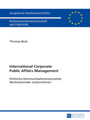 cover image of International Corporate Public Affairs Management